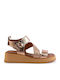 Δερμάτινα Γυναικεία Σανδάλια Flatforms Bronze