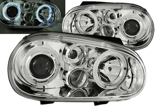 Front Lights Set VW Golf IV 4 97-03 Angel Eyes Chrome H1 H1 P21W Junyan