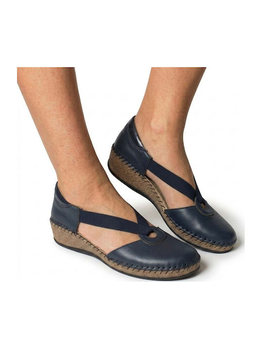 Castor Anatomic Leder Anatomische Damen Flache Sandalen Marineblau