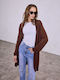 Celestino Women's Long Cardigan With Pockets Brown