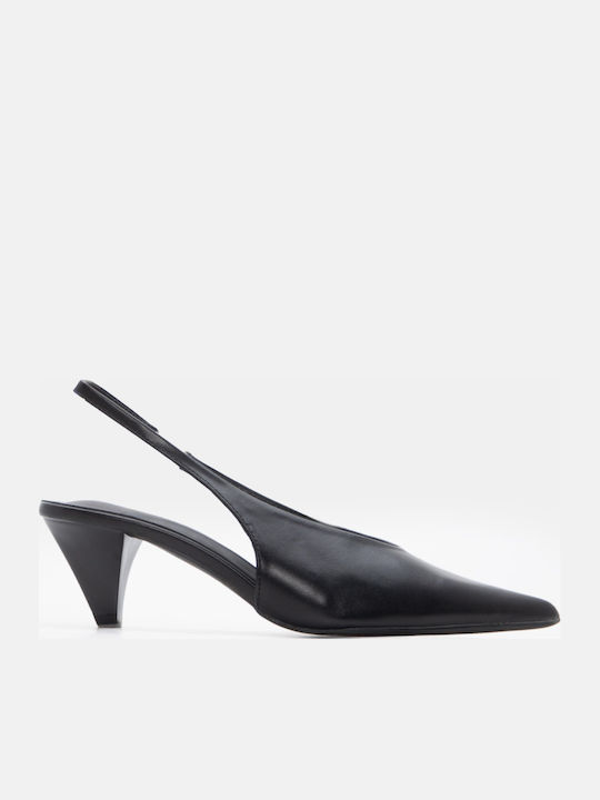 Luigi Pointed Toe Heels with Medium Heel Black