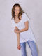 Celestino Bluza Damă Asimetrică Loose Fit Albă
