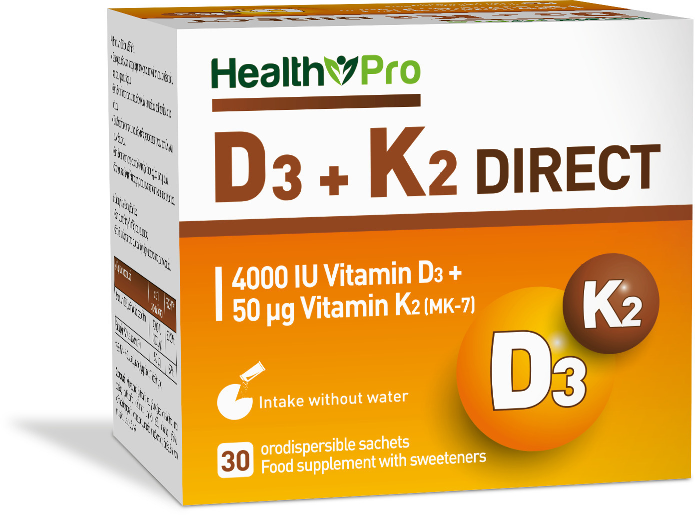 Health Pro D3 + K2 Direct Βιταμίνη για Ενίσχυση του Ανοσοποιητικού & την Υγεία των Οστών 1τμχ