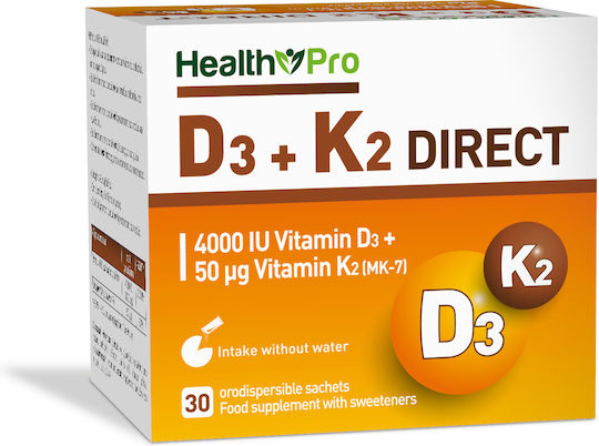 Health Pro D3 + K2 Direct Βιταμίνη για Ενίσχυση του Ανοσοποιητικού & την Υγεία των Οστών 1τμχ