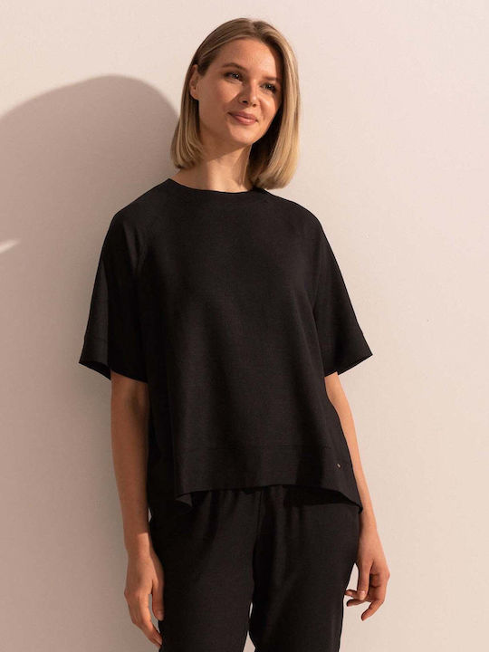 Bluza Damă De Vară Din In Neagră