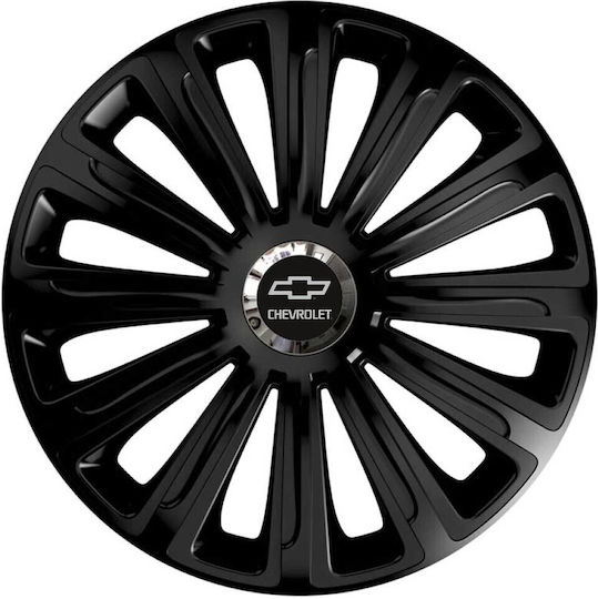 Car Wheel Hubcaps Versaco 14" Trend Rc Black Cbx 3d Metal Logo Chevrolet 4 Pieces