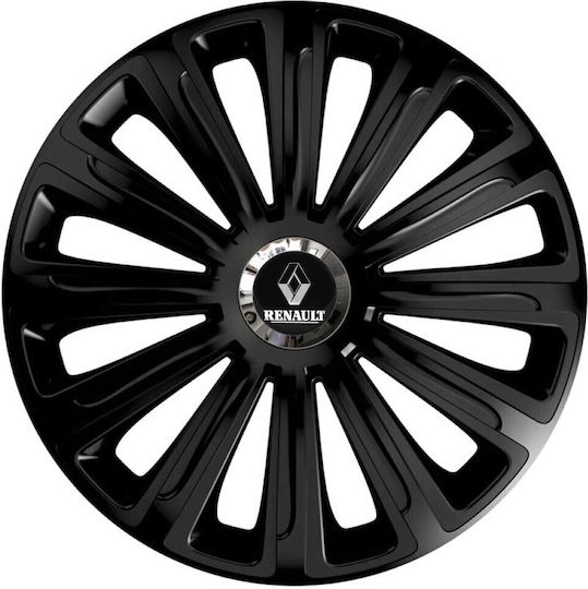 Car Wheel Hubcaps Versaco 14" Trend Rc Black Cbx 3d Metal Logo Renault 4 Pieces
