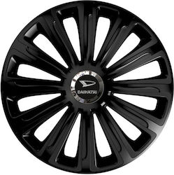 Car Wheel Hubcaps Versaco 15" Trend Rc Black Cbx 3d Metal Logo Daihatsu 4 Pieces