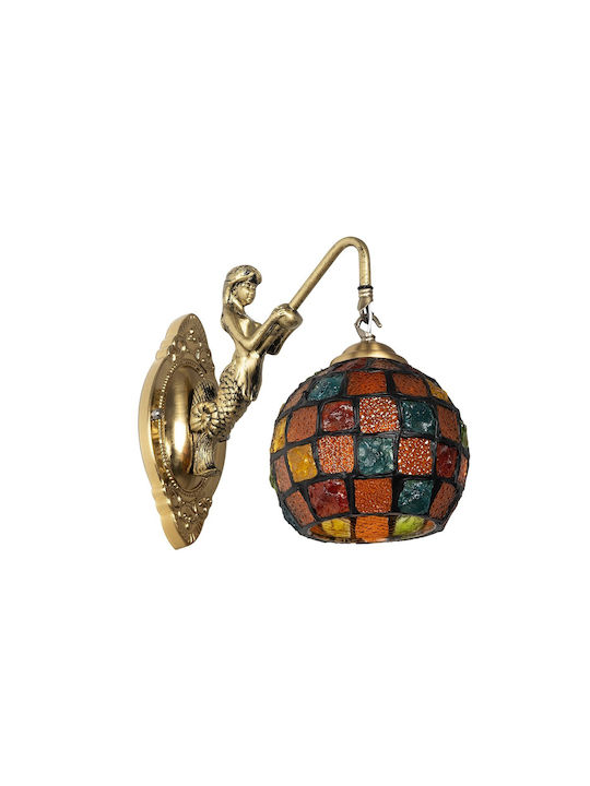 GloboStar Mermaid Vintage Φωτιστικό Τοίχου με Ντουί E27 Μπρούτζινο 30x27εκ.
