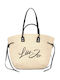 Logo Straw Women's Tote Handbag Beige