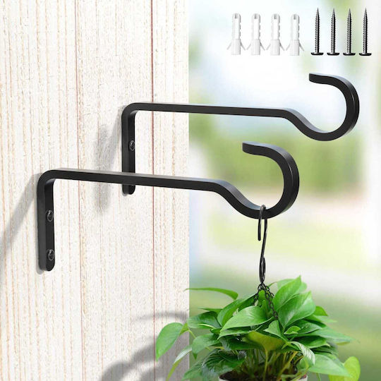 Cârlige Metalice Negre Pentru Ghivece 14.5 cm 2 Bucăți