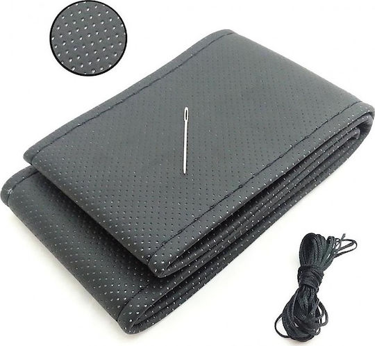 Car Steering Wheel Cover Tailored Diameter 38cm Perforated Leatherette Black