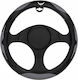 Car Steering Wheel Cover Black Carbon Style 37-39cm Pvc & Rubber Anti-Slip