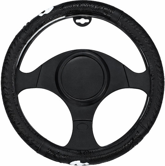 Car Steering Wheel Cover Black Football Design 37-39cm Pvc & Rubber Non Slip