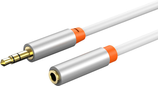 Cabletime Καλώδιο Ήχου 3.5mm male - 3.5mm female Λευκό 0.5m με Επίχρυσους Ακροδέκτες CT-AV311-P12G