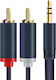 Cabletime Καλώδιο Ήχου 3.5mm male - 2x RCA male Μπλε 10m με Επίχρυσους Ακροδέκτες CT-AV303-H12G
