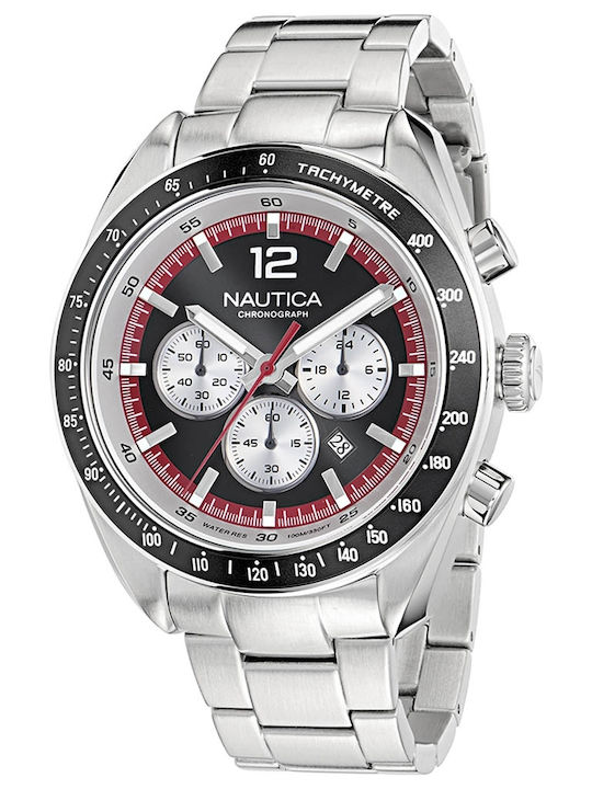 Nautica Ceas Dama 46mm Cronograf Cu Baterie Cu Brățară Din Metal Argintie Nautica Ceas Dama 46mm Cronograf Cu Baterie Cu Brățară Din Metal Argintie