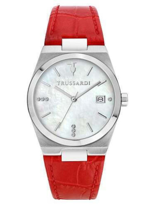 Trussardi Womens Watch Battery with Red Leather Strap