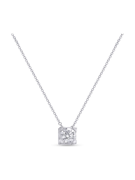 Ortaxidis Colier Din Aur Alb 18 Carate Cu Diamant