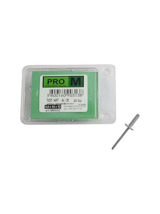 Pop Nit Wide Periphery 4x14x12 Mm Pro M 20 Pieces