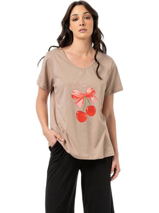 Bodymove Damen Bluse Beige