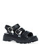 Leather Women's Flat Sandals Black