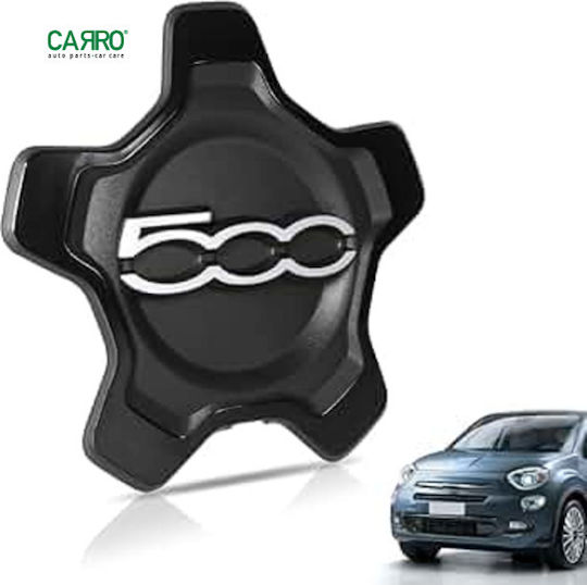 Carro 386917 Car Wheel Center Cap Fiat 500x 2014-2023 Black Silver Letters 1 Piece