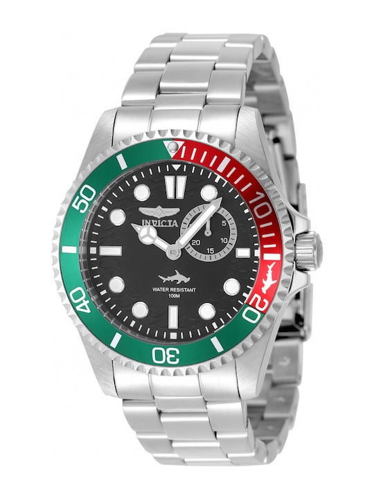 Invicta Ανδρικό Ρολόι 43mm Μπαταρίας με Ασημί Μεταλλικό Μπρασελέ