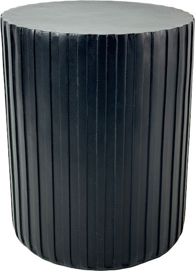 Round Side Table Rail Black 40x40x47 cm