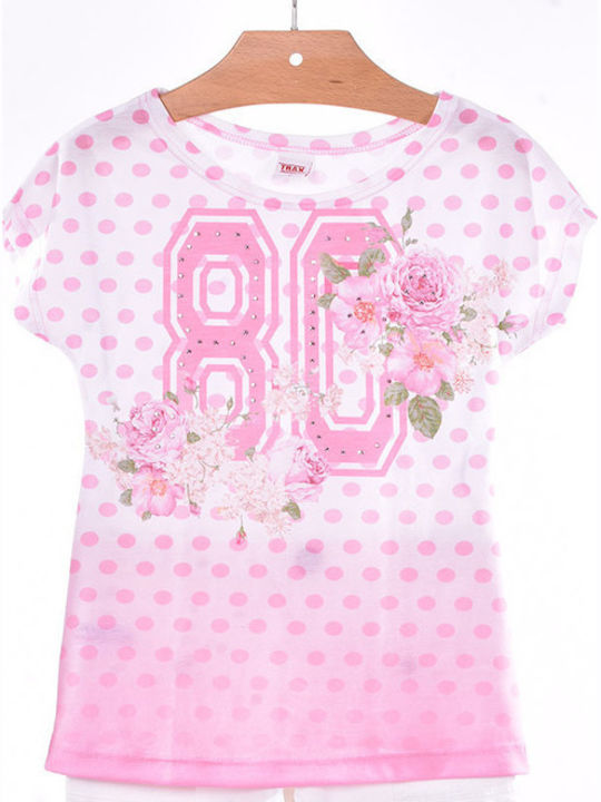 Kids Clothing Set with Pants Summer 2 Pieces Pink 14-00511-042-Roz