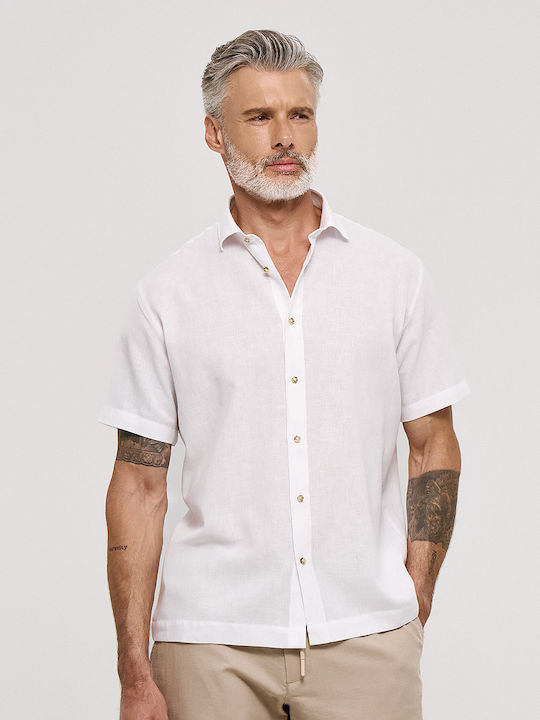 Brokers Jeans Short Sleeve Linen Shirt in Regul...