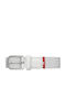 Elastic Men's Belt Made of Knitted White Artificial Leather
