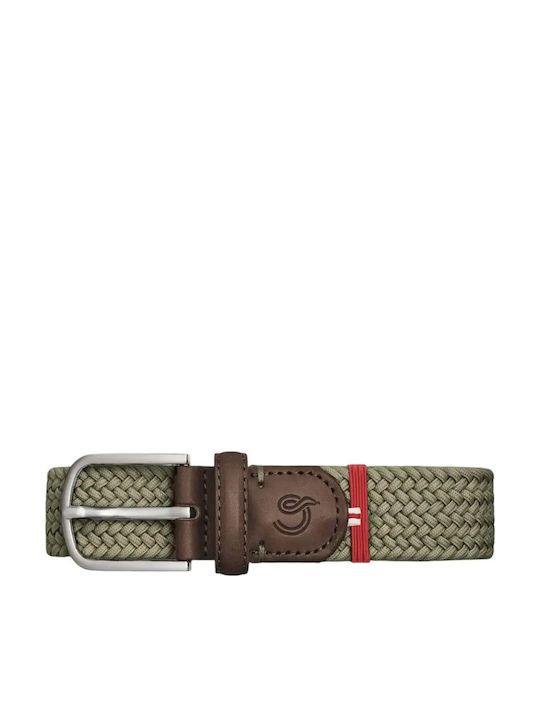 Verbier Elastic Men's Belt Made of Knitted Khaki Artificial Leather