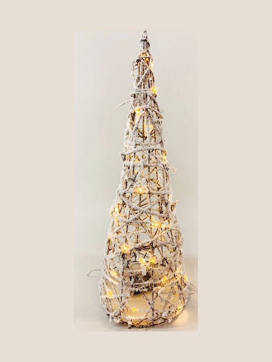 Decorative Tree Cone Shape Snowy Rattan 30 Mini LED Warm White Batteries 3xAA IP20 Φ185x500mm X11301110