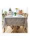 FRIPIA Leinen Tischdecke mit Stickerei Beigefarben 140x250cm