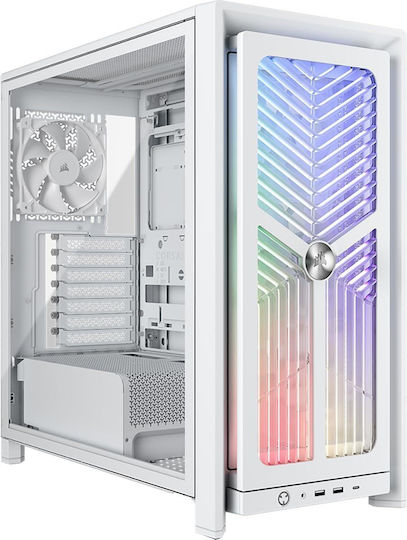 Corsair Frame 4000X RS Gaming Midi Tower Computer Case with Side Window and ARGB Lighting White