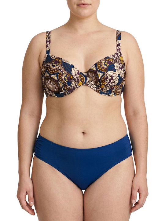 Plus Size Women's Bikini Swimsuit Underwire Flexfit Cups Ethnic Blue