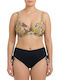 Plus Size Γυναικείο Μαγιό Bikini Μπανέλα Ethnic Μαύρο-κίτρινο