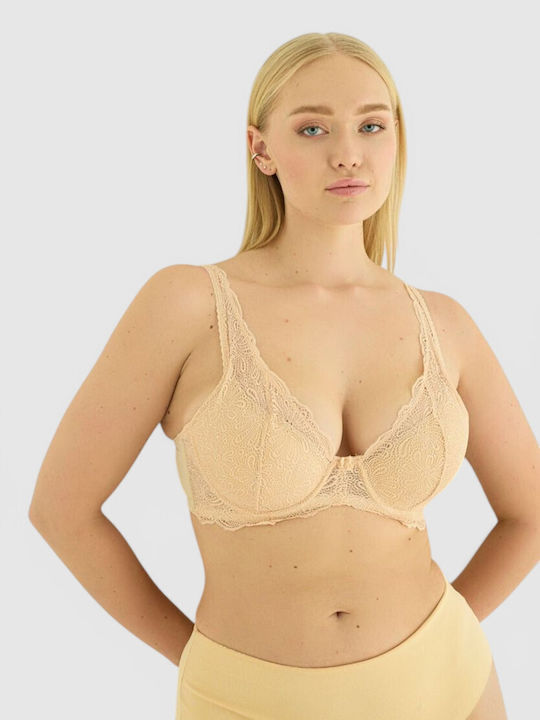 Beige Athletic Bra with Underwire