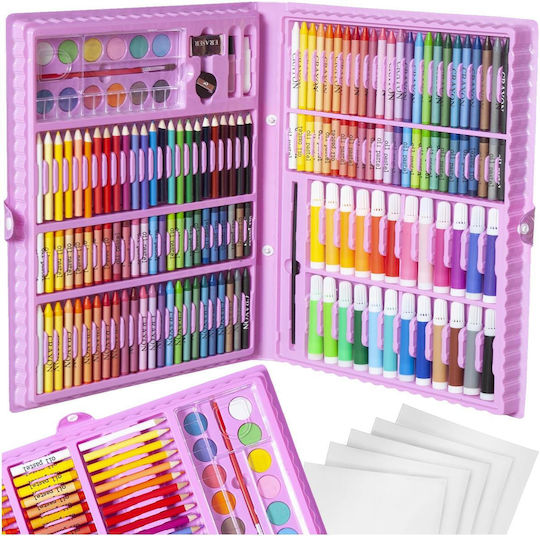 Iso Trade Painting Set 168 Pieces Pink In Suitcase
