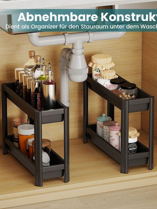 Costway Metallic Kitchen Trolley 4 Tiers Black 103x18.5x54cm