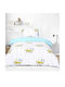 Kocoon Single Sheet Set with Elastic Band Cotton Turquoise-White 100x200cm 3 Pieces