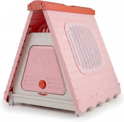 Costway Căsuță Pliabilă din Plastic pentru Câini de Exterior cu Ferestre Ventilate Roz 68 x 60 x 72 cm Pu10107pi
