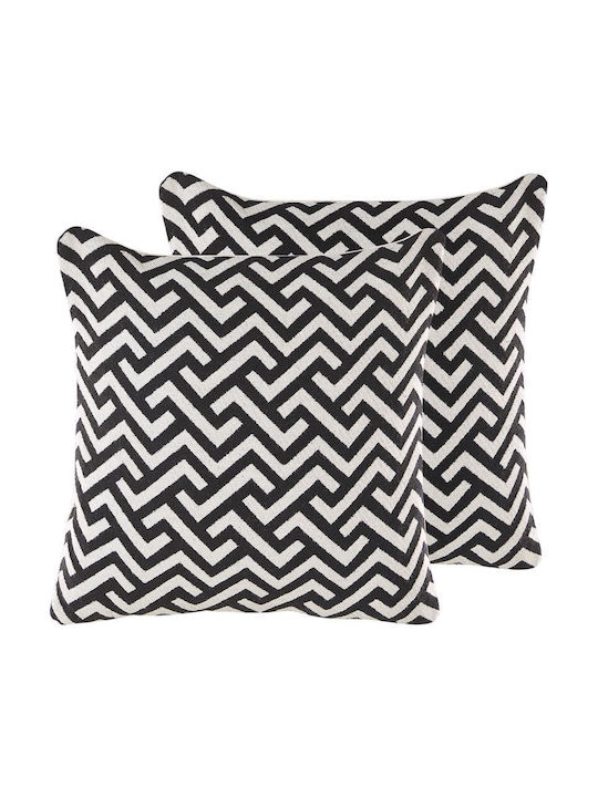 Beliani Sofa-Kissen Schwarz und Weiß 45x45cm