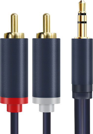 Cabletime Cable 3.5mm Male to 2x RCA Male Audio Cable Blue 15m CT-AV303-H12G