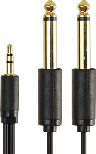 Cabletime Cable 6,3mm Stecker - 3,5mm Stecker 1,8m Studio- und Musikinstrumentenkabel AV310-17G-B1.8