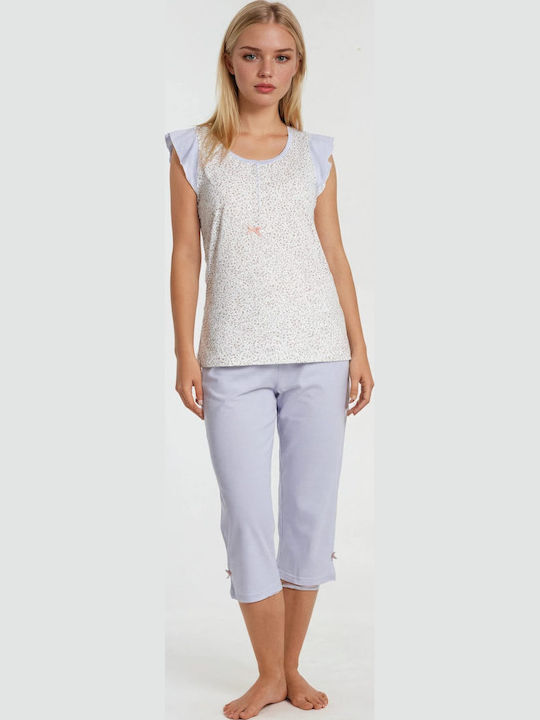 Pink Label Sommerliches Damen-Schlafanzug-Set Hellblau