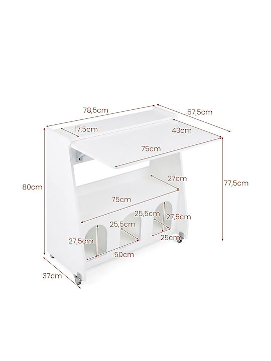 Computer Office Desk Wooden White 80x57.5x78.5cm