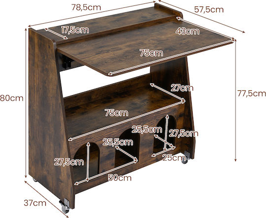 Γραφείο Υπολογιστή Ξύλινο Καφέ 80x57.5x78.5εκ.
