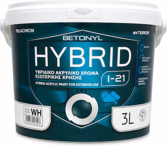 Pellachrom Hybrid Πλαστικό Χρώμα Ακρυλικό Λευκό 3lt